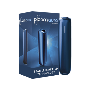 Ploom AURA Navy Blue paketi ve cihazı
