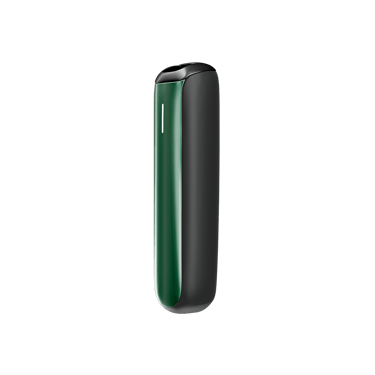 Side view of Ploom Aura front panel accessory in Amazon Green color.
