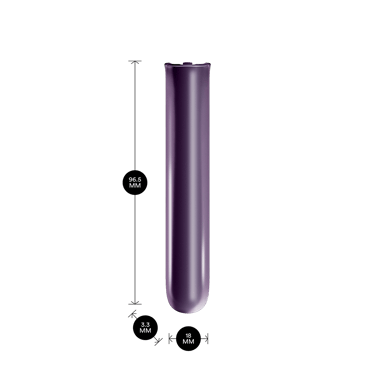 Ploom AURA Lavender Front Panel shown with product dimensions: 9.65cm height x 3.30 cm width and 1.80 cm depth
