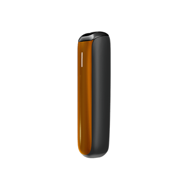Side view of Ploom AURA front panel accessory in Mango Sorbet color.