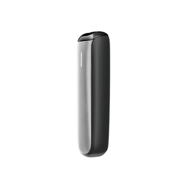 Side view of Ploom Aura front panel accessory in Lunar Silver Augmented Pattern color.
