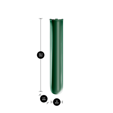 Ploom AURA Amazon Green Front Panel shown with product dimensions: 9.65cm height x 3.30 cm width and 1.80 cm depth